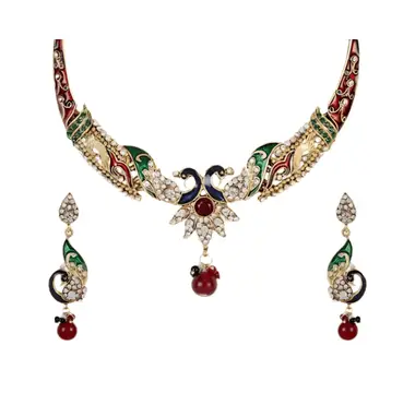 Traditional Meenakari Diamond Necklace