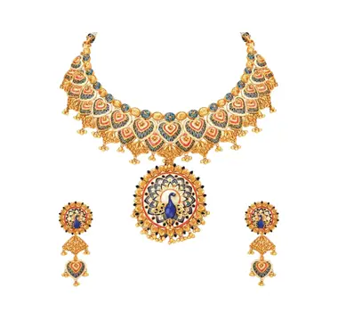 Royal Peacock Motif Gold Necklace